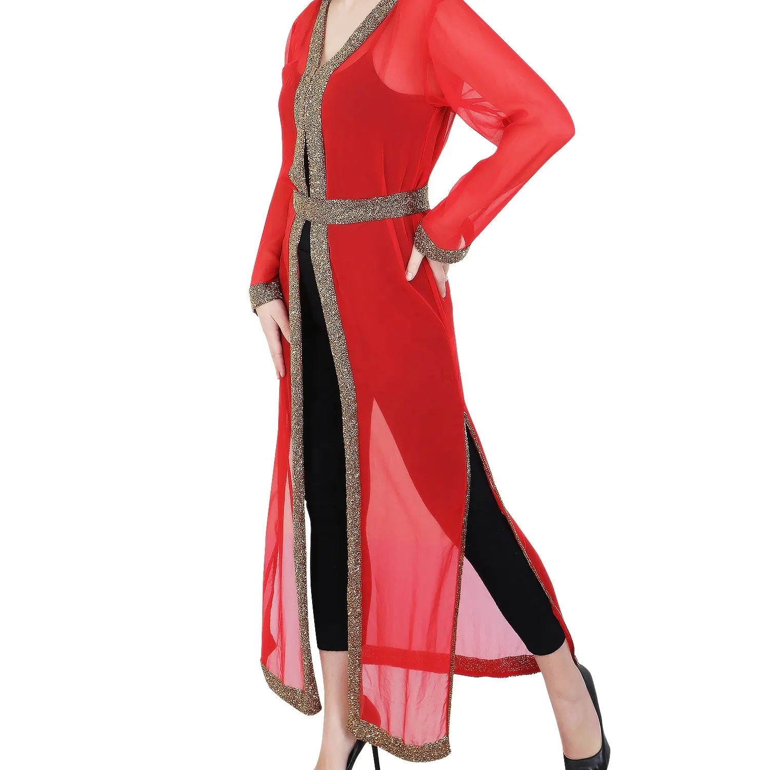 Longo abaya roupa de mão estilo aberto, contas de mão compridas para trabalho, 20 cores diferentes