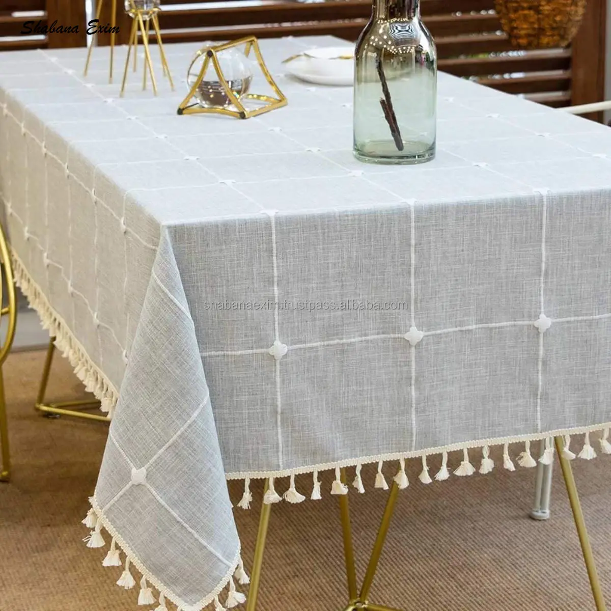 100% Cotton Restaurant Table Cloths with Tassel Lace for Home Decor Table Covers Party Wedding Tablecloth
