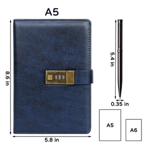 Cuaderno con bloqueo de código Diario Popular Bloc de notas Pu A5 Logotipo personalizado Contraseña Diario privado - Product Image 2
