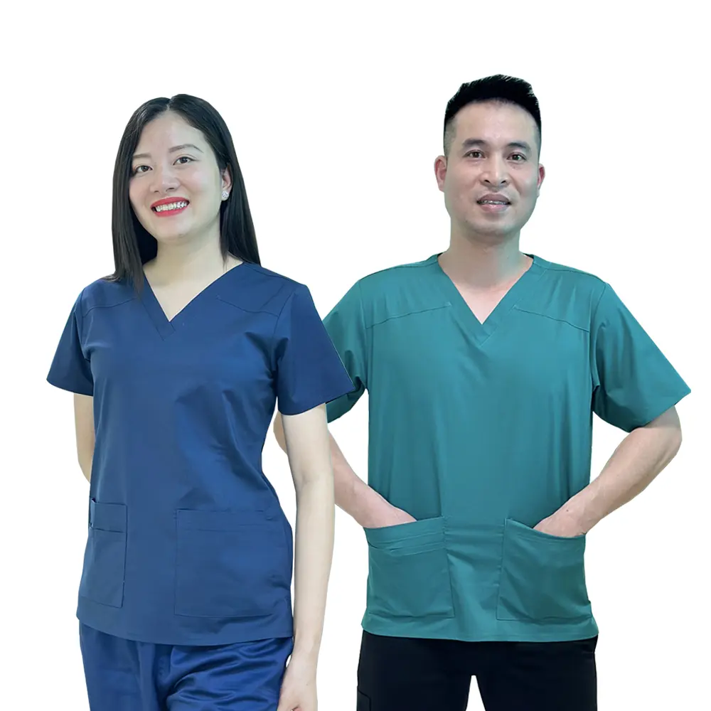 Uniforme Médico de la más alta calidad, uniformes de enfermería, conjuntos de enfermeras, top, tela de rayón de poliéster suave para mujeres y hombres, fábrica de Sao Mai