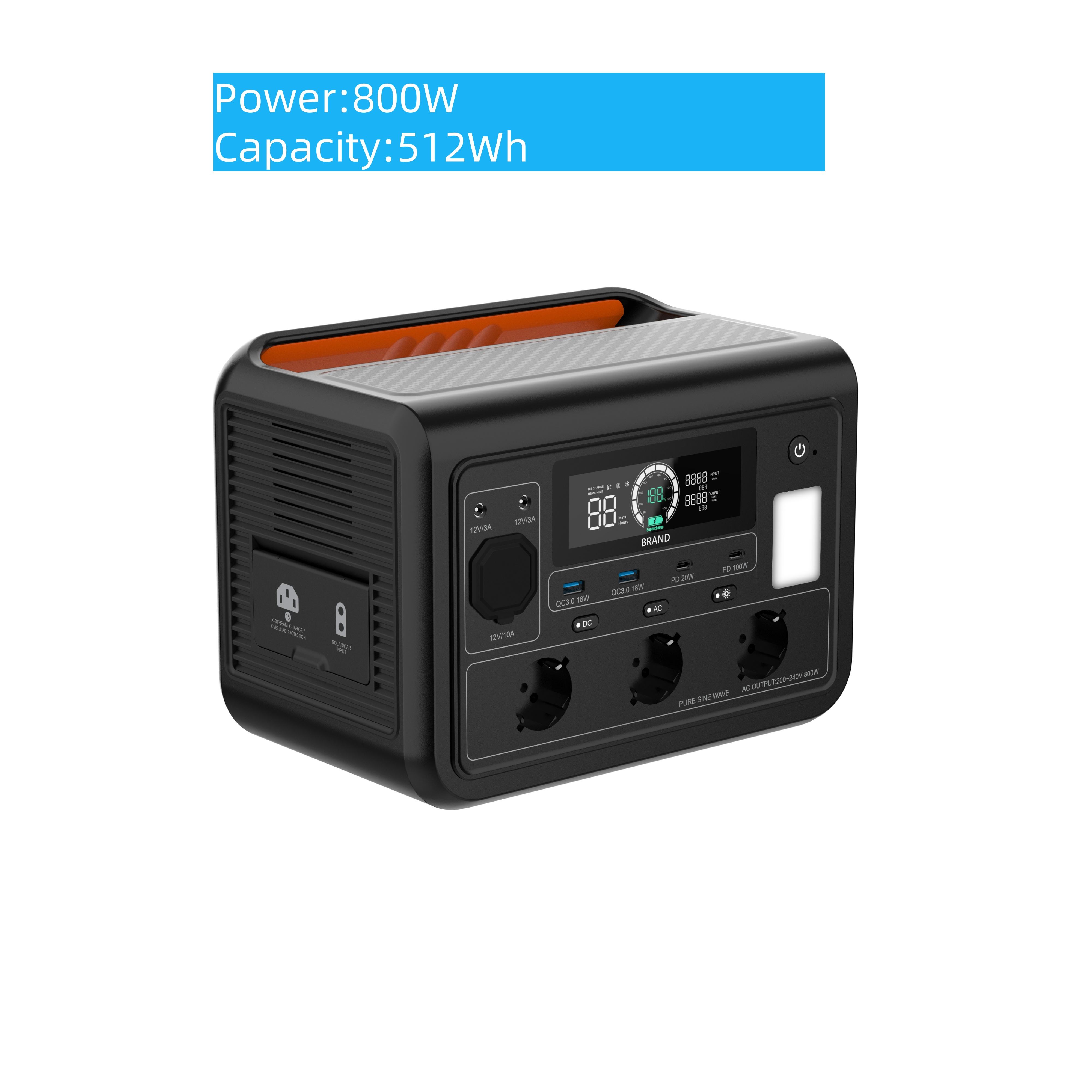800W/512Wh