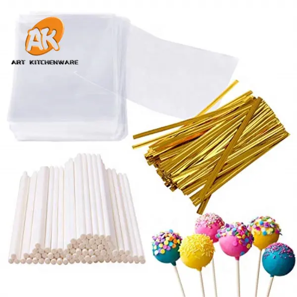 Ak Diy Ronde Bruiloft Epoxy Lolly Cake Pops Maken Gereedschap, Lollipop Sticks En Clear Tassen Voor Lolly