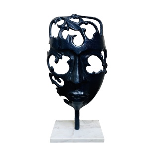 Halloween mặt nạ tác phẩm điêu khắc bên khuôn mặt maskart trừu tượng <span class=keywords><strong>Cobalt</strong></span> trang trí khuôn mặt người mô hình điêu khắc Bắc Âu kim loại thủ công - Product Image 1