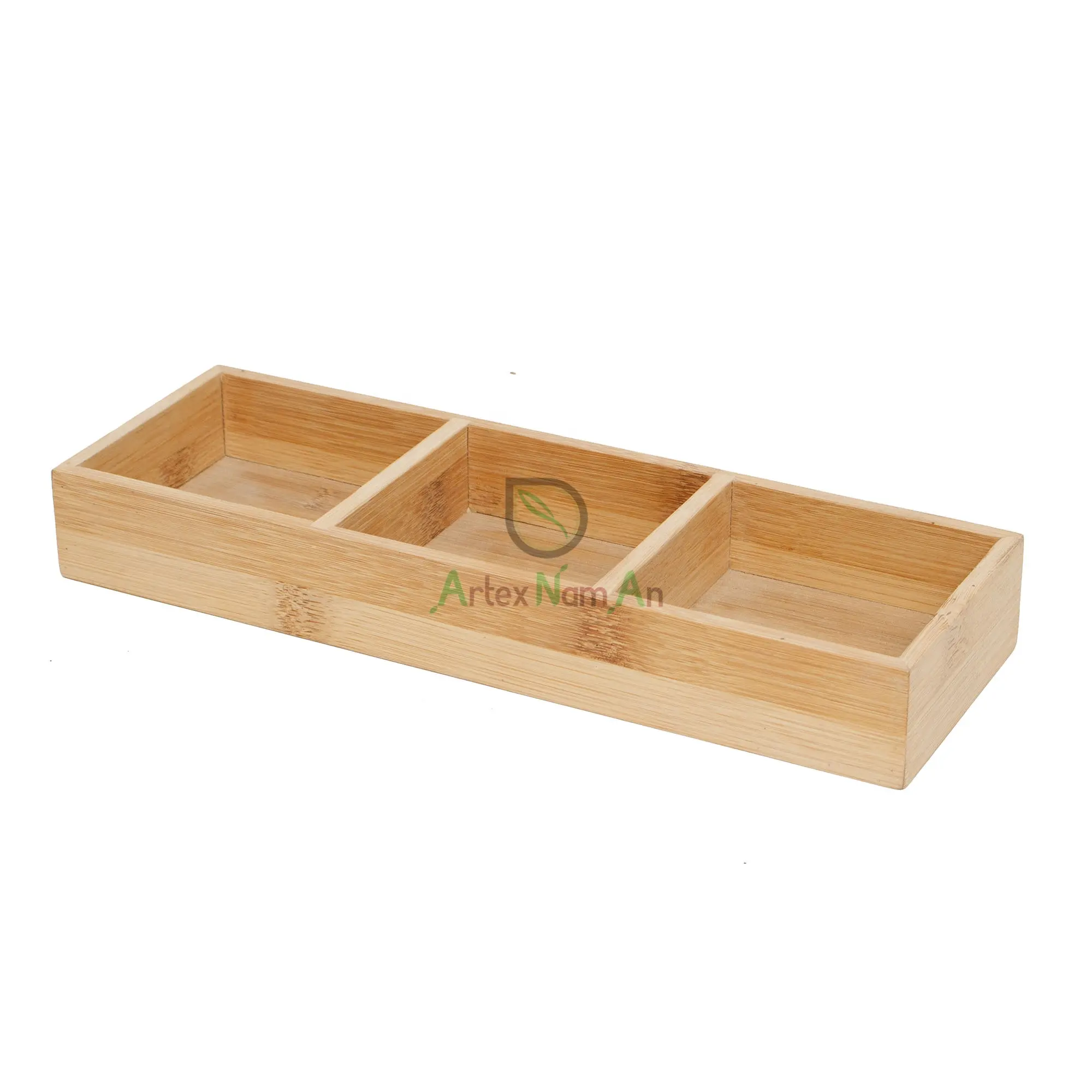 Bamboo kitchen drawer organizer/drawer organizer clothes/under desk drawer with 3 compartements for home organizer