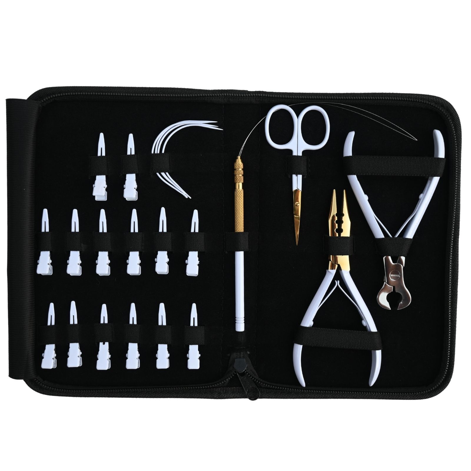 Kit de herramientas para extensiones de cabello blanco