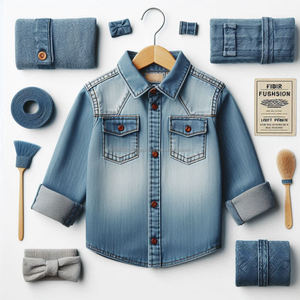 Çocuğun rahat Denim gömlek uzun kollu standart yıkama sevimli tasarımlar çocuk giyim toptan
