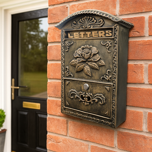 Cổ Điển Đúc Sắt Cũ Fashioned Letterbox Bài Hộp Treo Tường Hộp Thư Với Khóa Cho Vườn Và Hiên Nhà - Product Image 2