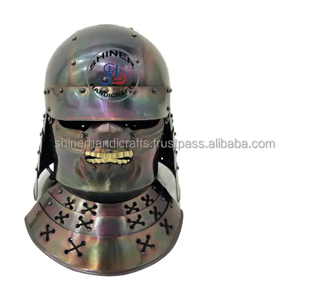 Medieval Samurai Helmet Sengoku Basara Samurai Anime Fantasy Helmet SCA Steel Helmet with Leather Liner Antique Finish