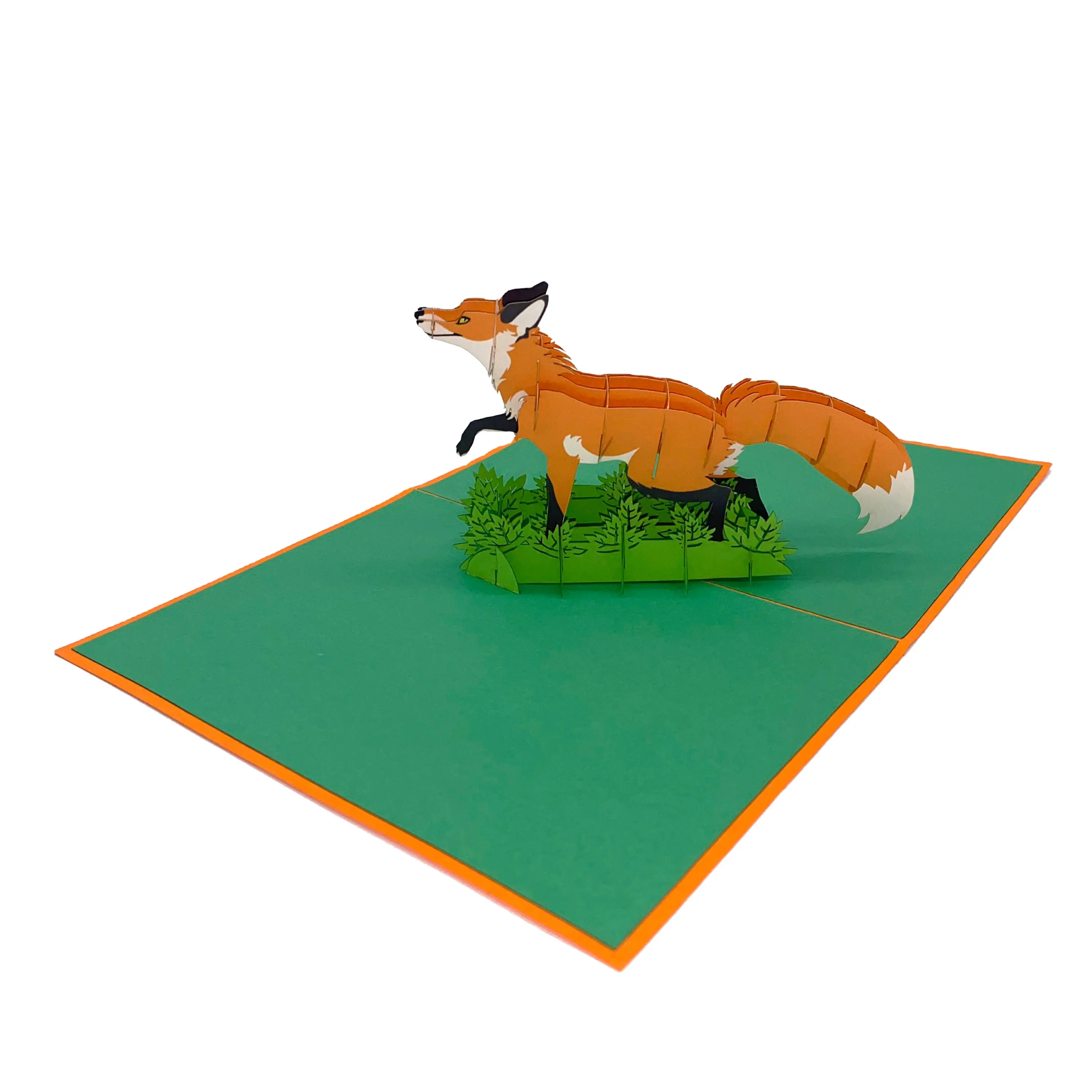 Fox 3D Pop Up Card carta taglio Laser unico regalo animale fatto a mano all'ingrosso Kirigami Best Seller 3D biglietto di auguri