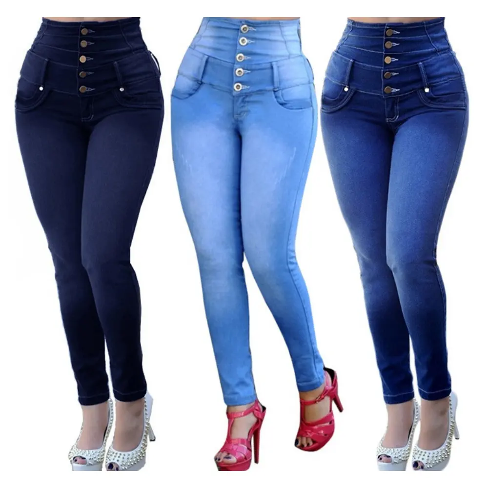 Stile superiore a basso costo a vita alta da donna Jeans Custom etichette OEM tessuto elasticizzato di qualità Premium fabbrica direttamente da Bangladesh