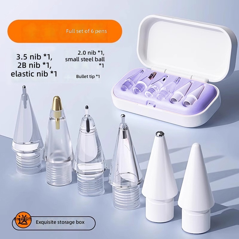 Lot de 6 stylos violets (3 argentés, 1 doré, 1 transparent, 1 à pointe blanche)
