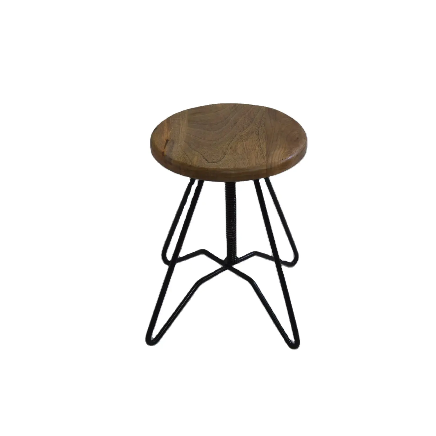 Épingle à cheveux de style industriel moderne jambes fines pivotantes rondes tabouret haut en bois de manguier pouf café maison bar salon salle d'attente