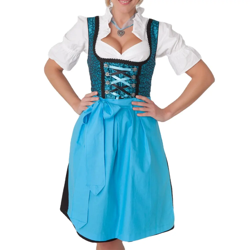 Lady Lingerie Mini Dirndl Desain Baru Rok Dirndl untuk Wanita Bavaria Oktoberfest Kostum Karnaval Halloween Tradisional Dirndl