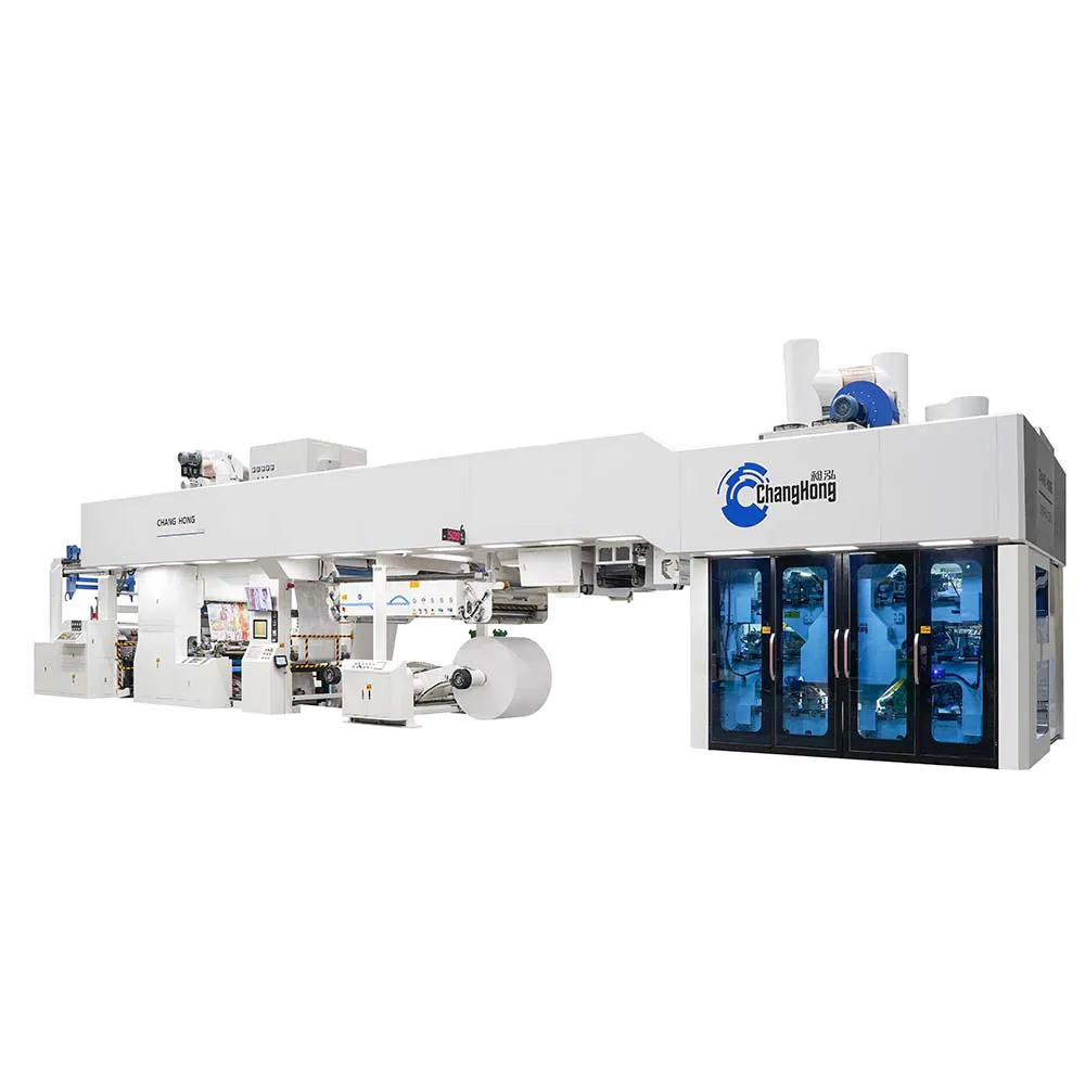 Máquina de impresión flexográfica servo completa sin engranajes de ancho ANCHO AUTOMÁTICO DE ALTA VELOCIDAD Estación doble para plástico