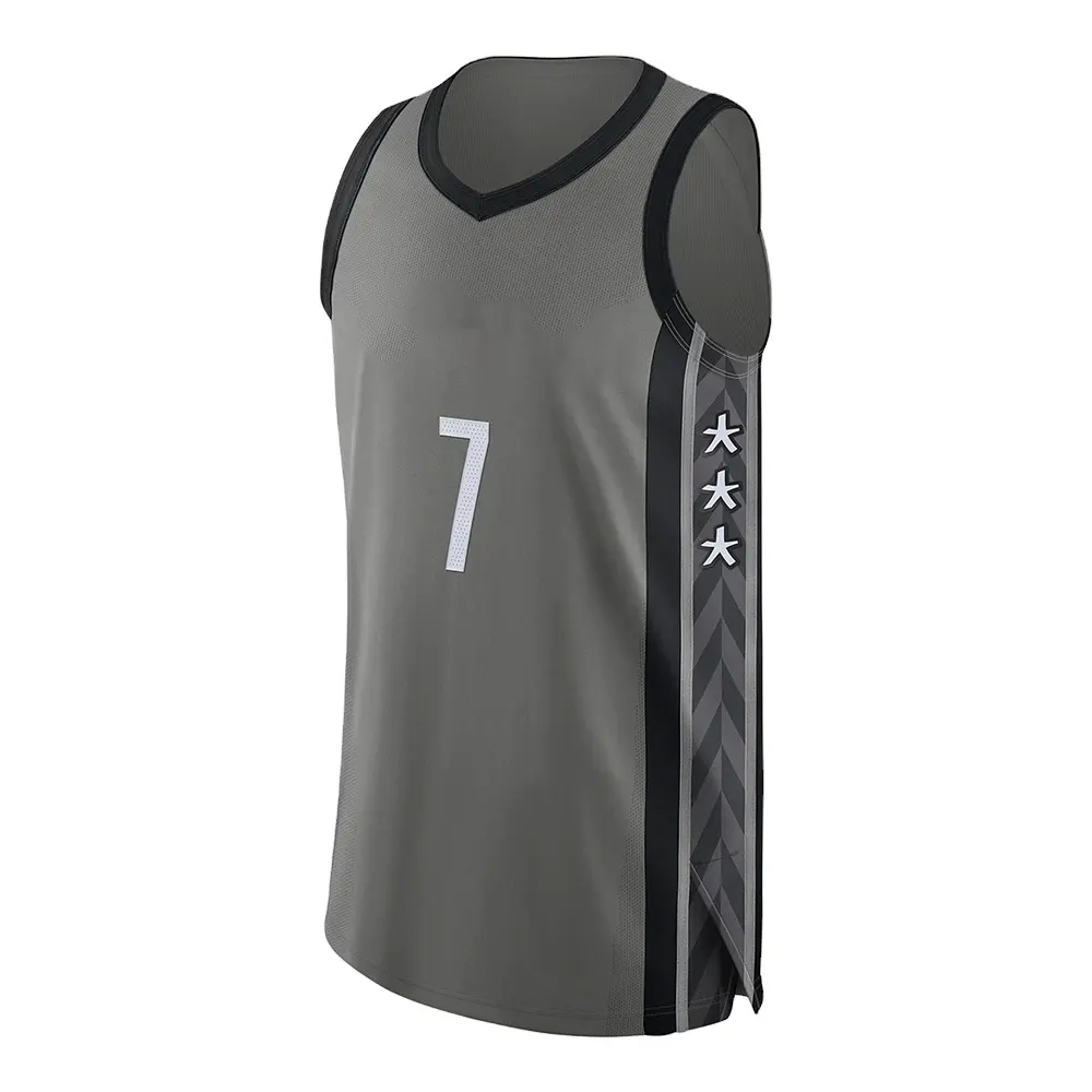 Camiseta de baloncesto cosida personalizada de nuevo diseño para equipo de secado rápido Deporte Camiseta reversible de baloncesto para hombre Logotipo de equipo impreso N