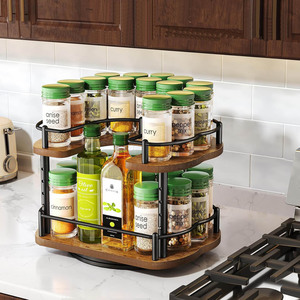 Luxo <span class=keywords><strong>2</strong></span> Tier Wooden <span class=keywords><strong>Rotating</strong></span> Serving Tray para Kitchen <span class=keywords><strong>Table</strong></span> Countertop Storage Organizer <span class=keywords><strong>Display</strong></span> Stand decorativo para Home Cafe