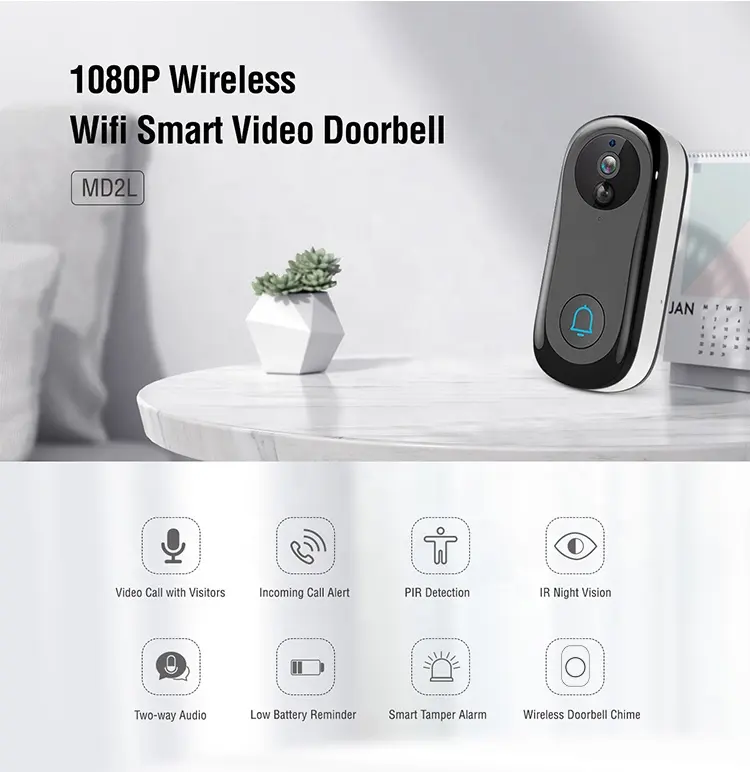 New 1080p Wifi Doorbell Camera Smart Interphone Video Doorbell Wireless with Camera phone Door Bell