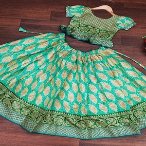 民族节日儿童<span class=keywords><strong>Lehenga</strong></span> Choli柔软中国丝绸多线刺绣儿童民族长服棉丝制成