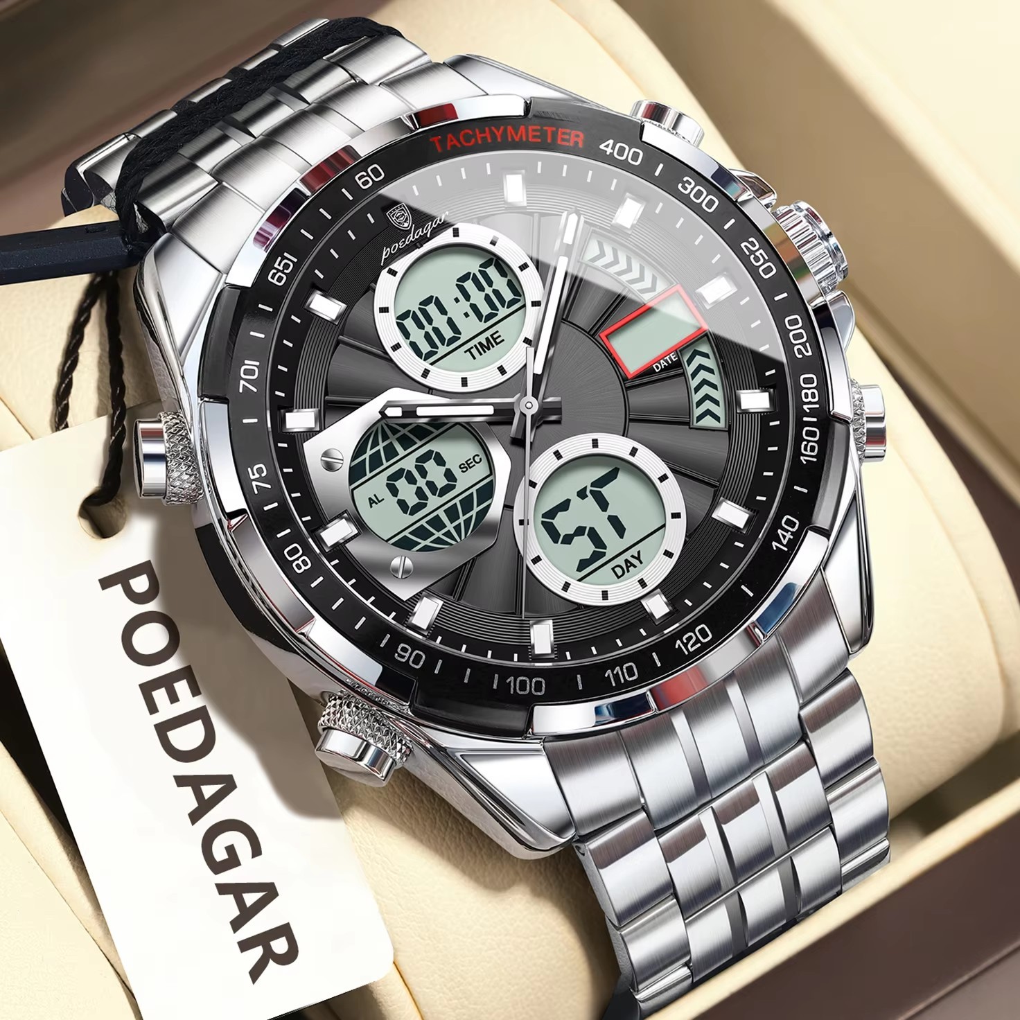 6 Cassa in argento Quadrante nero
