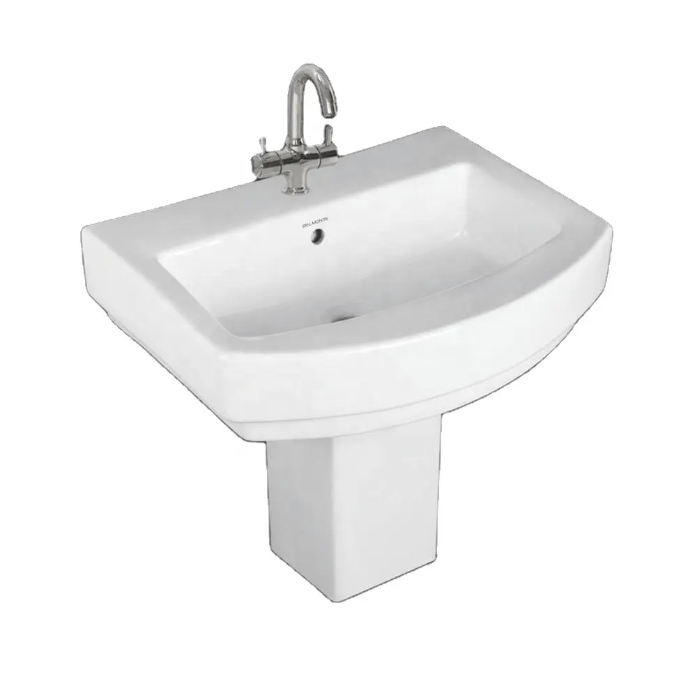 Lavabo demi-piédestal produits de salle de bain en céramique qualité Standard exportation résistance aux taches produits sanitaires rustiques