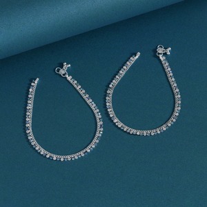 Yeni 925 ayar gümüş pembe boncuk baskılı gümüş kaplama halhal kadınlar için ayak zinciri ayak bileği aşınma takı özel asılı payal - Product Image 2