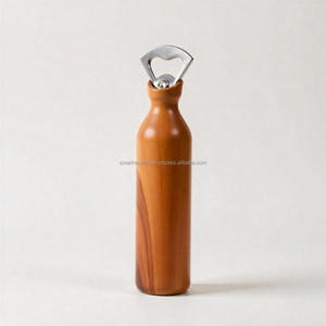 Profesyonel mutfak kullanımı özelleştirilebilir Logo Modern ergonomik bira şişe açacağı cilalı Metal İpucu ahşap tirbuşon açacakları