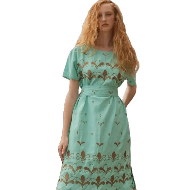 Nouvel arrivage de caftan brodé au genou à manches courtes gitane haute couture pour femmes occasion