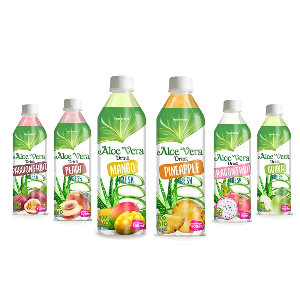 500ml Wholesale Natural Original Strawberry Pomegranate Coco Aloe Vera Juice Drink premium taste Aloe vera customized OEM