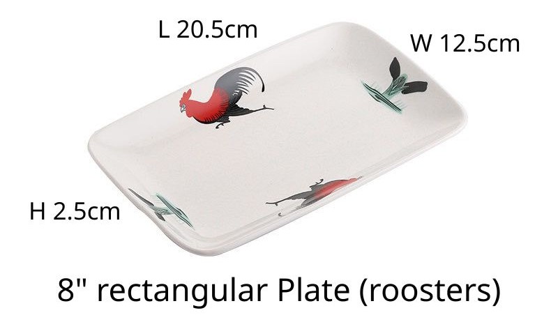 8-inch rectangular Plate (roosters)