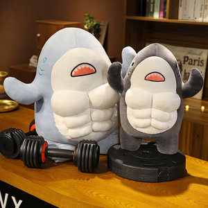愛らしいユニセックス3Dマッスル腹筋サメぬいぐるみ45cm60cmシロナガスクジラ魚枕ソフト抱きしめるストレスリリーフぬいぐるみ人形