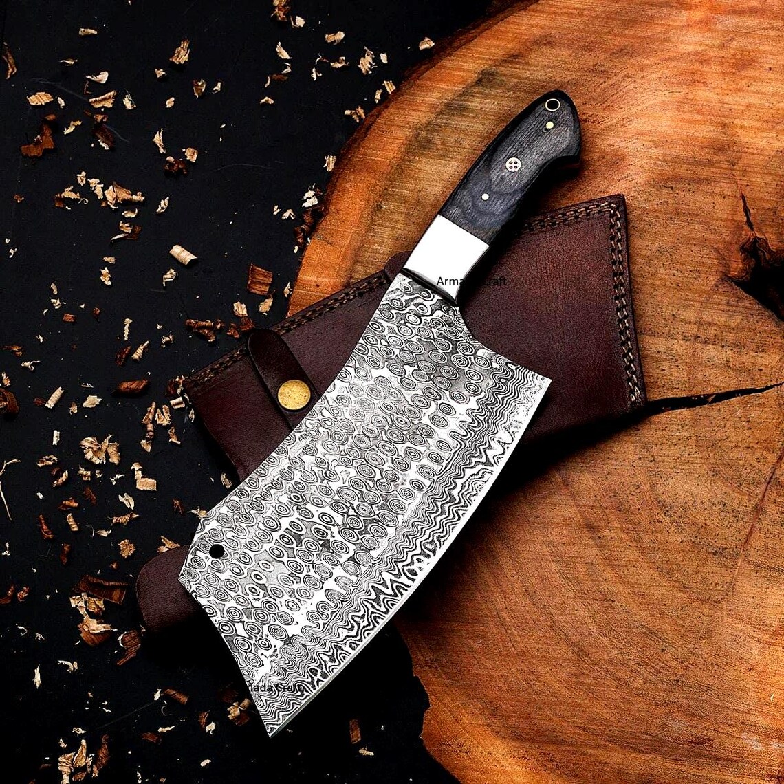 Damascus Steel & Black Pakka Wood