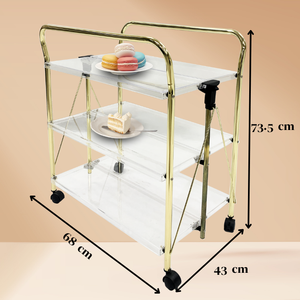 Modern Design <strong>3</strong> Layers Food Delivery Foldable <strong>Trolley</strong> with Wheels - Product Image 2