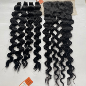 100% saf ham işlenmemiş bakire ham vietnam insan saçı uzantıları gevşek derin dalgalı doğal renk makine çift atkı Remy - Product Image 1
