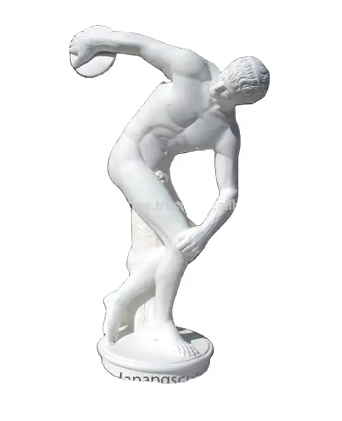 Disobolus da Myron lanciatore di Discus marmo bianco statua di pietra all'aperto giardino decorazioni per la casa statue greche