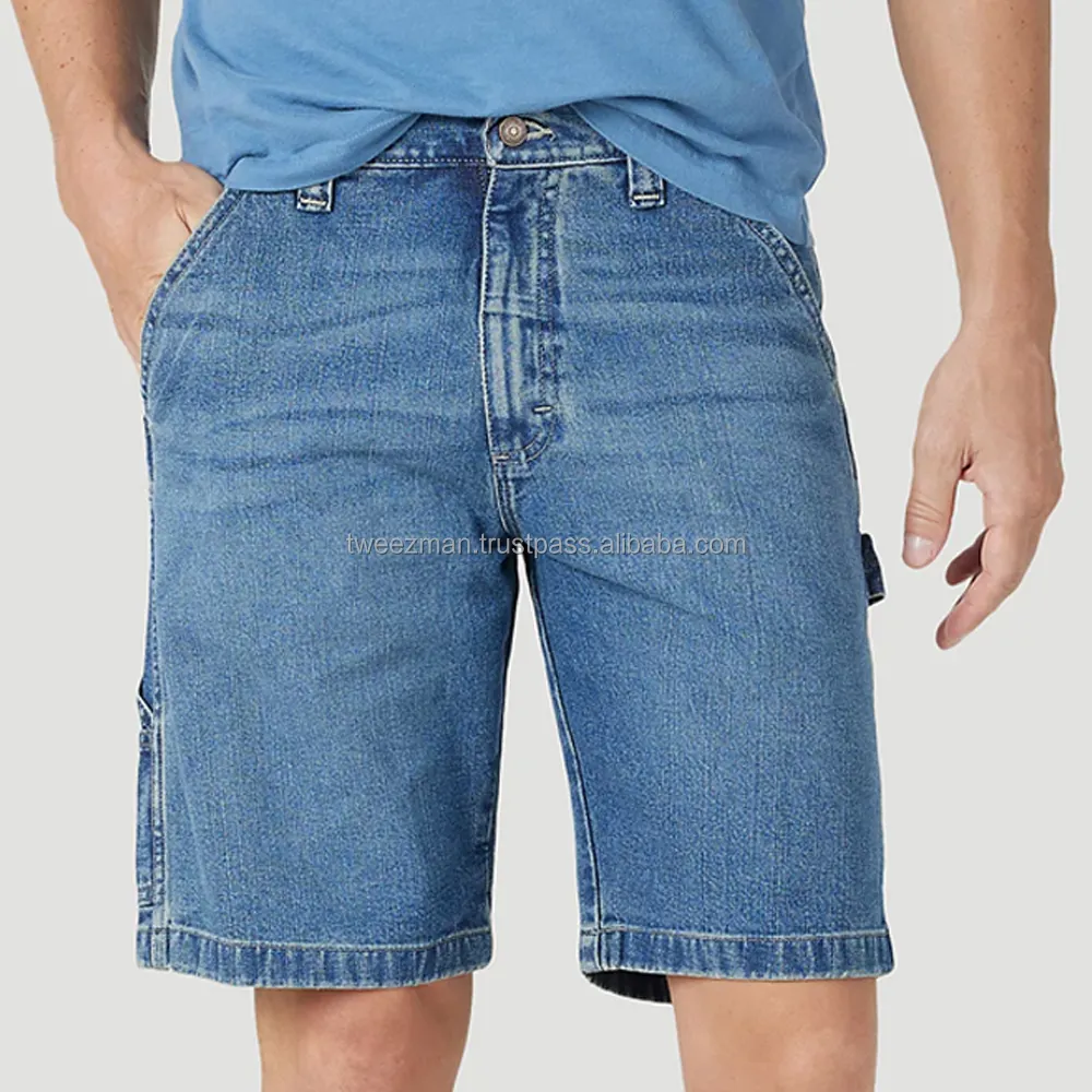 Premium Quality Vintage Jeans Carpenters Shorts Realxed Fit Mid Wash Denim Jorts Full Knee Short from Winman