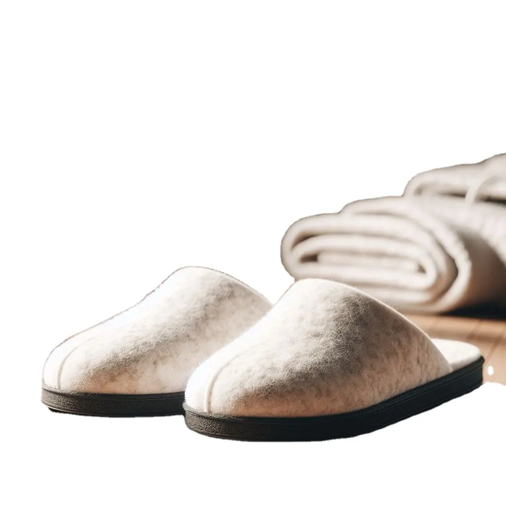 Simple Design Snowy White Felt shoe Slipper Perfect for Inside House were Cold Weather New Zealand Sheep Wool Warm Stylish Felt