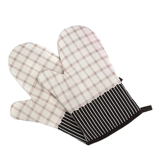 Ensemble de gants et maniques de cuisine résistants à la chaleur pour grillades et grillades en coton doux imprimé