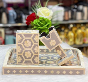 Luxury Crafts <strong>Exporting</strong> Bone <strong>Inlay</strong> Bakhoor Burner with Mother of Pearl Reasonably Priced for Ramadan Ginger Scent - Product Image 1