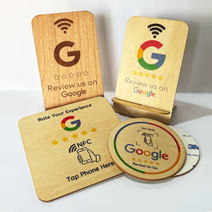 Código QR personalizado impreso programable Ntag213 215 216 RFID NFC placa Mini etiqueta sin contacto letrero de madera para redes sociales Google - Product Image 4
