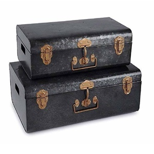 Sıcak satış Modern dış tasarım demir depolama sandıklar 2 Set demir depolama sandıkları kapaklı Metal depolama sandıklar ile kilit - Product Image 6