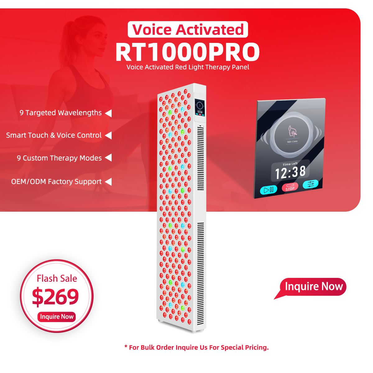 RT1000PRO 9 Wavelengths Voice Control Red Light Therapy Panel