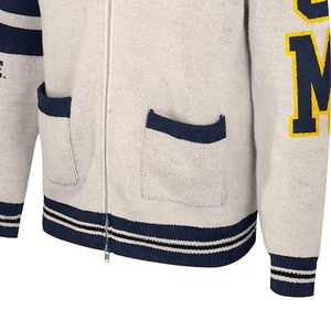 Unisex <strong>Michigan</strong> Wolverines Zipper-Up Jacquard Sweater OEM Customization University Of <strong>Michigan</strong> Varsity Jacket - Product Image 5