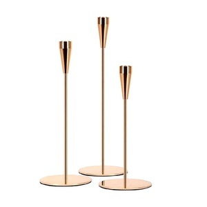 烛台装饰烛台长柄金属金色高锥形烛台婚礼摆件 - Product Image 1
