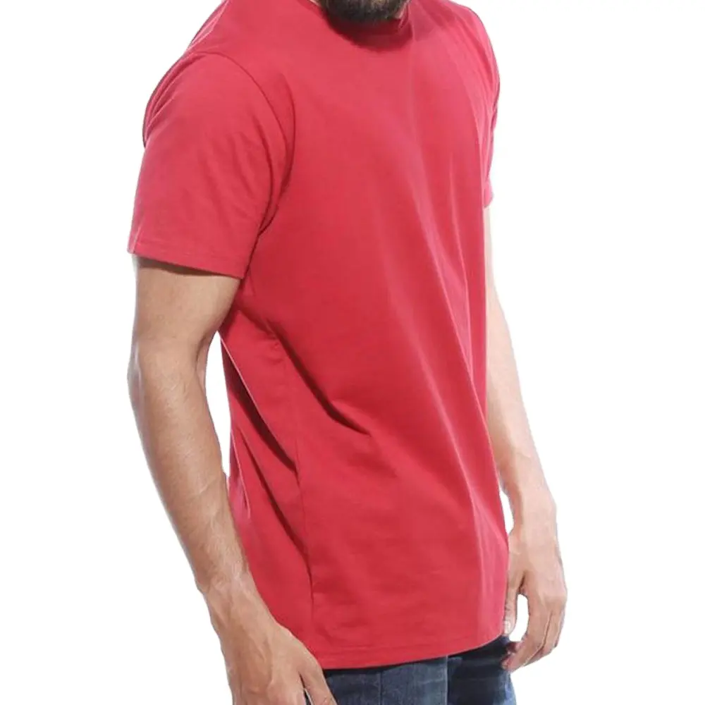 T-shirt di alta qualità di Design all'ingrosso di colore rosso di base % 100 in cotone estivo