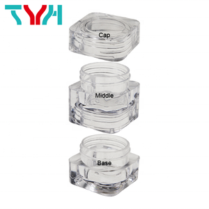 (BQ05-3) 10ML Square Shape Clear Color Cosmetics Jars、Stackable Small Jar (Cap + Middle + Base) - Product Image 5