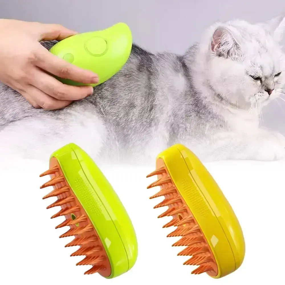 Gato Vapor Escova Steamy Dog Brush 3 em 1 Spray elétrico Gato Escovas de cabelo para massagem Pet Grooming Pente Depilação Pentes