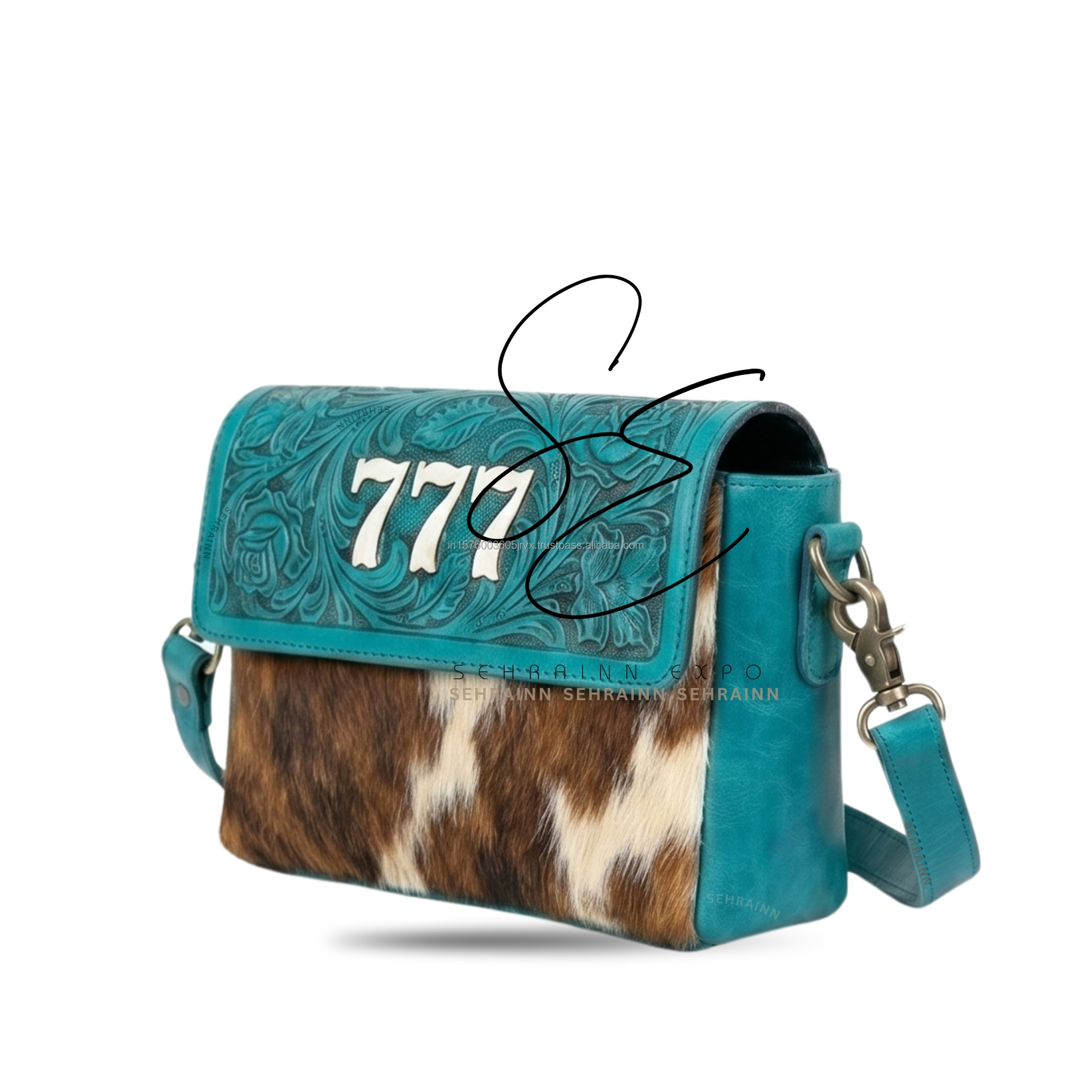 Turquoise avec peau marron