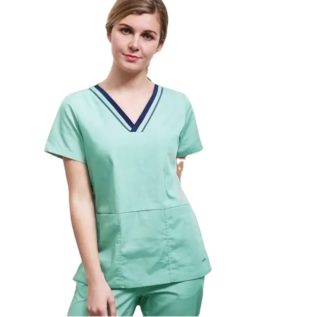 Esfregão de decote em v estilo novo, para enfermeira feminina, uniforme de enfermeira, hospital, atacado, imperdível