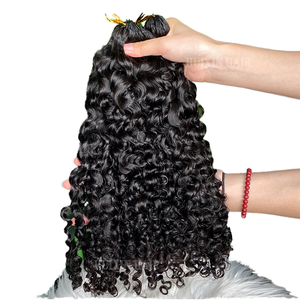 Venta al por mayor 100% paquetes de cabello virgen vietnamita doble dibujado 30 pulgadas rizado Hali cabello teñido Super Remy cabello tejido para rizos Pixie - Product Image 1