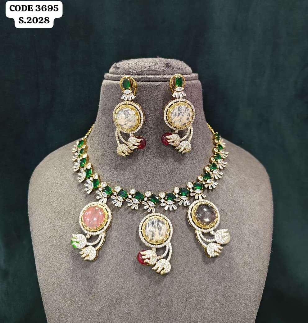 Emerald Green & Quartz Multi-Stone CZ Set
